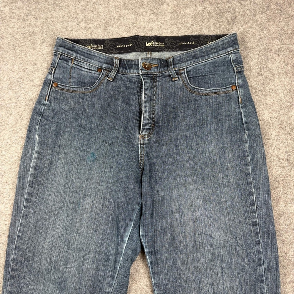 Lee Jeans Womens 10 Medium Comfort Waistband Stretch Straight Leg Blue Bootcut